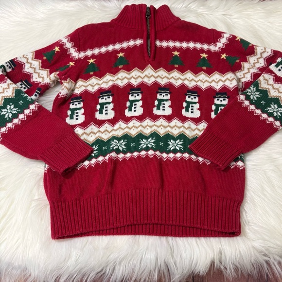 The Children’s Place Red Snowman Fair Isle Quarter Zip Sweater -Boys Size 7/8 - Picture 11 of 15